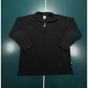 Vintage 90s Russell Athletic 1/4 Zip Fleece Pullover Sweatshirt Large Black USA‎